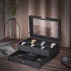 imageBEWISHOME 12Slot Watch Box Watch Case for Men 2Layer Watch Display Organizer Mens Jewelry Box Mens Watch Cases Glass Top Watch Hoder Black Synthetic Leather SSH02CBlackBlack