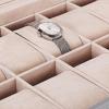 imageBEWISHOME 12Slot Watch Box Watch Case for Men 2Layer Watch Display Organizer Mens Jewelry Box Mens Watch Cases Glass Top Watch Hoder Black Synthetic Leather SSH02CGreyBeige