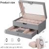 imageBEWISHOME 12Slot Watch Box Watch Case for Men 2Layer Watch Display Organizer Mens Jewelry Box Mens Watch Cases Glass Top Watch Hoder Black Synthetic Leather SSH02CGreyBeige