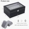 imageBEWISHOME 12Slot Watch Box Watch Case for Men 2Layer Watch Display Organizer Mens Jewelry Box Mens Watch Cases Glass Top Watch Hoder Black Synthetic Leather SSH02CBlackGray
