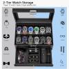 imageBEWISHOME 12Slot Watch Box Watch Case for Men 2Layer Watch Display Organizer Mens Jewelry Box Mens Watch Cases Glass Top Watch Hoder Black Synthetic Leather SSH02CBlackBlack
