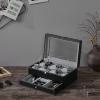 imageBEWISHOME 12Slot Watch Box Watch Case for Men 2Layer Watch Display Organizer Mens Jewelry Box Mens Watch Cases Glass Top Watch Hoder Black Synthetic Leather SSH02CBlackGray