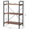 imageBEWISHOME 3 Tier Bookshelf Organizer Rustic Brown Small Bookshelf for Small Spaces Industrial Wooden Storage Bookcase with Metal Frame for Bedroom Living Room and Home Office JCJ32Z