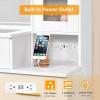 imageBEWISHOME 492quot Large Vanity Desk with Mirror and LightsWhite Makeup Vanity Table with Glass TopStoolMakeup Desk with Power Outlet5 DrawersNightstandDressing Table for Bedroom Women FST34W