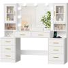imageBEWISHOME 5512quot Large Vanity Desk with Mirror and LightsMakeup Vanity Table with Glass TopMakeup Desk with Power Outlet 8 DrawersDressing Table for Bedroom Women Girls White FST37W