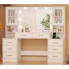 imageBEWISHOME 5512quot Large Vanity Desk with Mirror and LightsMakeup Vanity Table with Glass TopMakeup Desk with Power Outlet 8 DrawersDressing Table for Bedroom Women Girls White FST37W