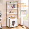 imageBEWISHOME Cat Litter Box Enclosure  Hidden Litter Box for Living Room Large Narrow Cat Furniture with 4 Tier Shelves and Door White Gold