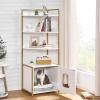 imageBEWISHOME Cat Litter Box Enclosure  Hidden Litter Box for Living Room Large Narrow Cat Furniture with 4 Tier Shelves and Door White Gold