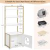 imageBEWISHOME Cat Litter Box Enclosure  Hidden Litter Box for Living Room Large Narrow Cat Furniture with 4 Tier Shelves and Door White Gold