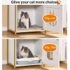 imageBEWISHOME Cat Litter Box Enclosure  Hidden Litter Box for Living Room Large Narrow Cat Furniture with 4 Tier Shelves and Door White Gold