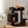 imageBEWISHOME Cat Tree Tower Gothic Cat Tree with Coffin Bed Halloween Gothic Cat House with Scratching Posts Spider Toy Cat Condo for Kittens Black and Red Small MMJ93RBlack and Red