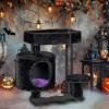 imageBEWISHOME Cat Tree Tower Gothic Cat Tree with Coffin Bed Halloween Gothic Cat House with Scratching Posts Spider Toy Cat Condo for Kittens Black and Red Small MMJ93RBlack and Purple