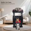 imageBEWISHOME Cat Tree Tower for Indoor Gothic Cat Trees with Coffin Bed Cat Condo Cat House with Scratching Posts Cat Shelves with Spider Toy Pet Play Black with Red MMJ95R