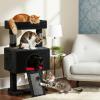 imageBEWISHOME Cat Tree Tower for Indoor Gothic Cat Trees with Coffin Bed Cat Condo Cat House with Scratching Posts Cat Shelves with Spider Toy Pet Play Black with Red MMJ95R