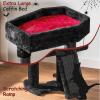 imageBEWISHOME Cat Tree Tower for Indoor Gothic Cat Trees with Coffin Bed Cat Condo Cat House with Scratching Posts Cat Shelves with Spider Toy Pet Play Black with Red MMJ95R