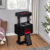 imageBEWISHOME Cat Tree Tower for Indoor Gothic Cat Trees with Coffin Bed Cat Condo Cat House with Scratching Posts Cat Shelves with Spider Toy Pet Play Black with Red MMJ95R