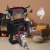 imageBEWISHOME Cat Tree Tower for Indoor Gothic Cat Trees with Coffin Bed Cat Condo Cat House with Scratching Posts Cat Shelves with Spider Toy Pet Play Black with Red MMJ95R
