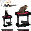 imageBEWISHOME Cat Tree Tower for Indoor Gothic Cat Trees with Coffin Bed Halloween Cat House with Scratching Posts Cat Shelves for Kitten Spider Toy Spooky Coffin Black with Red Small MMJ91RBlack and Red