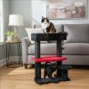 imageBEWISHOME Cat Tree Tower for Indoor Gothic Cat Trees with Coffin Bed Halloween Cat House with Scratching Posts Cat Shelves for Kitten Spider Toy Spooky Coffin Black with Red Small MMJ94R