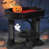 imageBEWISHOME Cat Tree Tower for Indoor Gothic Cat Trees with Coffin Bed Halloween Cat House with Scratching Posts Cat Shelves for Kitten Spider Toy Spooky Coffin Black with Red Small MMJ91RBlack