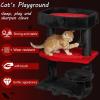 imageBEWISHOME Cat Tree Tower for Indoor Gothic Cat Trees with Coffin Bed Halloween Cat House with Scratching Posts Cat Shelves for Kitten Spider Toy Spooky Coffin Black with Red Small MMJ94R