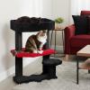 imageBEWISHOME Cat Tree Tower for Indoor Gothic Cat Trees with Coffin Bed Halloween Cat House with Scratching Posts Cat Shelves for Kitten Spider Toy Spooky Coffin Black with Red Small MMJ94R
