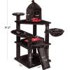 imageBEWISHOME Heavy Cat Tree Larger Gothic Cat Tree with Coffin Bed Halloween Cat Tower for Indoor with Scratching Post Pet Play for Adult Cats Kittens Black with Red MMJ92R
