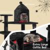 imageBEWISHOME Heavy Cat Tree Larger Gothic Cat Tree with Coffin Bed Halloween Cat Tower for Indoor with Scratching Post Pet Play for Adult Cats Kittens Black with Red MMJ92R