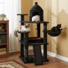 imageBEWISHOME Heavy Cat Tree Larger Gothic Cat Tree with Coffin Bed Halloween Cat Tower for Indoor with Scratching Post Pet Play for Adult Cats Kittens Black with Red MMJ92R