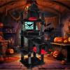 imageBEWISHOME Heavy Duty Gothic Cat Tree 63 in Large Cat Trees Halloween Cat Tower with Coffin Bed Cat Houses with Scratching Posts for Large Cats 20 lbs Tall cat Condos Black ampamp Red