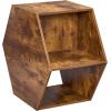 imageBEWISHOME Hexagonal Coffee Table with Storage Unique Modern Coffee Table for Living Room and Office Brown Natural Wood Small End Tables for Small Spaces KlZ03Z