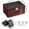 imageBEWISHOME HighEnd Watch Box 20Slot Watch Case with Large Glass Lid Wooden Watch Cases for Men Watch Storage Watch Organizer Synthetic Leather Interior Brown SSH04Y
