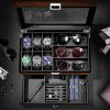 imageBEWISHOME HighEnd Watch Box 6Slot Watch Case and 3 Glasses Case 2Layer Wooden Mens Jewelry Box with Large Glass Lid Watch Display Case for Men Watch Storage PU Leather Interior Brown