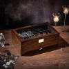 imageBEWISHOME HighEnd Watch Box 6Slot Watch Case and 3 Glasses Case 2Layer Wooden Mens Jewelry Box with Large Glass Lid Watch Display Case for Men Watch Storage PU Leather Interior Brown