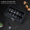 imageBEWISHOME HighEnd Watch Case 12Slot Watch Box with Valet Drawer 2Layer Wooden Watch Display Case for Jewelry Watch Organizer Watch Storage Holder for Men Women Brown SSH02YBlack