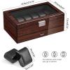 imageBEWISHOME HighEnd Watch Case 12Slot Watch Box with Valet Drawer 2Layer Wooden Watch Display Case for Jewelry Watch Organizer Watch Storage Holder for Men Women Brown SSH02YBrown