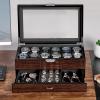 imageBEWISHOME HighEnd Watch Case 12Slot Watch Box with Valet Drawer 2Layer Wooden Watch Display Case for Jewelry Watch Organizer Watch Storage Holder for Men Women Brown SSH02YBrown