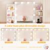 imageBEWISHOME Makeup Vanity Desk with Mirror and Lights White Vanity Table with Glass Top Power Outlet StoolMakeup Desk with 9 Drawers and 4 Storage ShelvesDressing Table for Bedroom Women FST39W