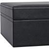 imageBEWISHOME Mens Jewelry Box Organizer Jewelry Box for Men Women with 4 Watch Case Removable Tray Jewelry Display Storage Case Carbon Fiber Design Earring Ring Bracelet Case Black SSH07CBlackBeige