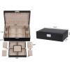 imageBEWISHOME Mens Jewelry Box Organizer Jewelry Box for Men Women with 4 Watch Case Removable Tray Jewelry Display Storage Case Carbon Fiber Design Earring Ring Bracelet Case Black SSH07CBlackBeige