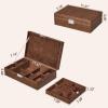 imageBEWISHOME Mens Jewelry Box Organizer Jewelry Box for Men Women with 4 Watch Case Removable Tray Jewelry Display Storage Case Carbon Fiber Design Earring Ring Bracelet Case Black SSH07CBrown