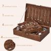 imageBEWISHOME Mens Jewelry Box Organizer Jewelry Box for Men Women with 4 Watch Case Removable Tray Jewelry Display Storage Case Carbon Fiber Design Earring Ring Bracelet Case Black SSH07CBrown