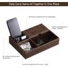 imageBEWISHOME Mens Valet Tray Dresser Organizer Nightstand Organizer for Mens Accessories Jewelries Carbon Fiber Faux Leather Black SSH06CBrown
