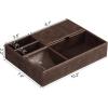 imageBEWISHOME Mens Valet Tray Dresser Organizer Nightstand Organizer for Mens Accessories Jewelries Carbon Fiber Faux Leather Black SSH06CBrown