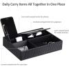imageBEWISHOME Mens Valet Tray Dresser Organizer Nightstand Organizer for Mens Accessories Jewelries Carbon Fiber Faux Leather Black SSH06CCarbon Fiber