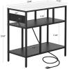 imageBEWISHOME Narrow Side Table with Charging Station Narrow End Table Night Stand Bedside Table with Metal Legs Black Nightstand for Living Room ampamp BedroomSmall Table Accent Table Bed Side Table KTZ03B