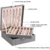 imageBEWISHOME Necklace Organizer Box Necklace Storage Organizer for Chains Bracelets  12 Compartments 7 regular  5 large 6 Hooks 2 Layers  Jewelry Box for Women GirlsBlack SSH31BGrey
