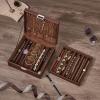 imageBEWISHOME Necklace Organizer Box Necklace Storage Organizer for Chains Bracelets  12 Compartments 7 regular  5 large 6 Hooks 2 Layers  Jewelry Box for Women GirlsBlack SSH31BBrown