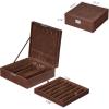 imageBEWISHOME Necklace Organizer Box Necklace Storage Organizer for Chains Bracelets  12 Compartments 7 regular  5 large 6 Hooks 2 Layers  Jewelry Box for Women GirlsBlack SSH31BBrown