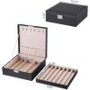 imageBEWISHOME Necklace Organizer Box Necklace Storage Organizer for Chains Bracelets  12 Compartments 7 regular  5 large 6 Hooks 2 Layers  Jewelry Box for Women GirlsBlack SSH31BBlack